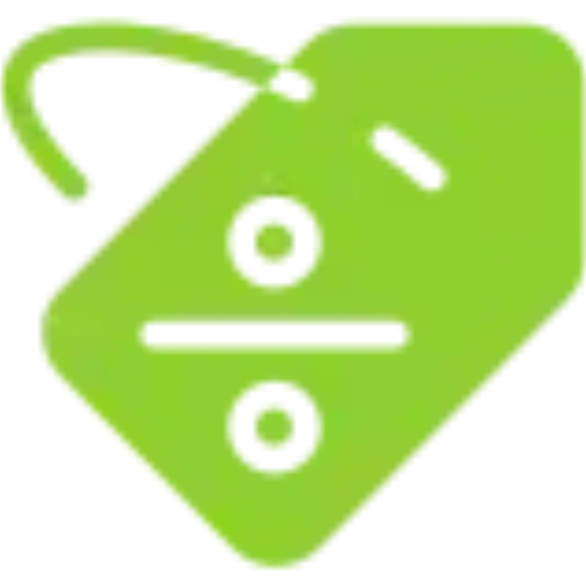 Green price tag icon with a percentage symbol, representing a sale or discount.